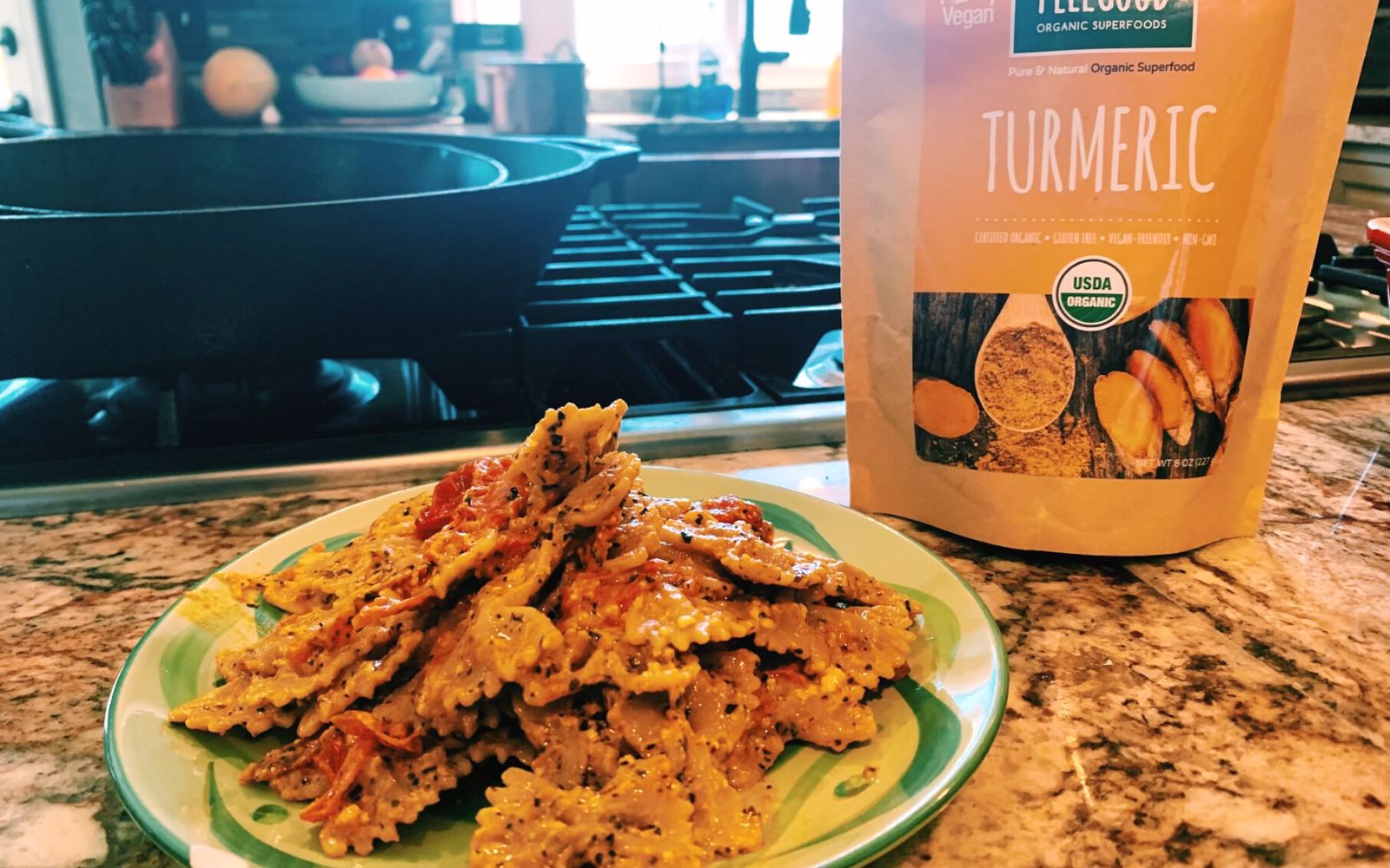 healthy turmeric baked feta pasta superfood recipe