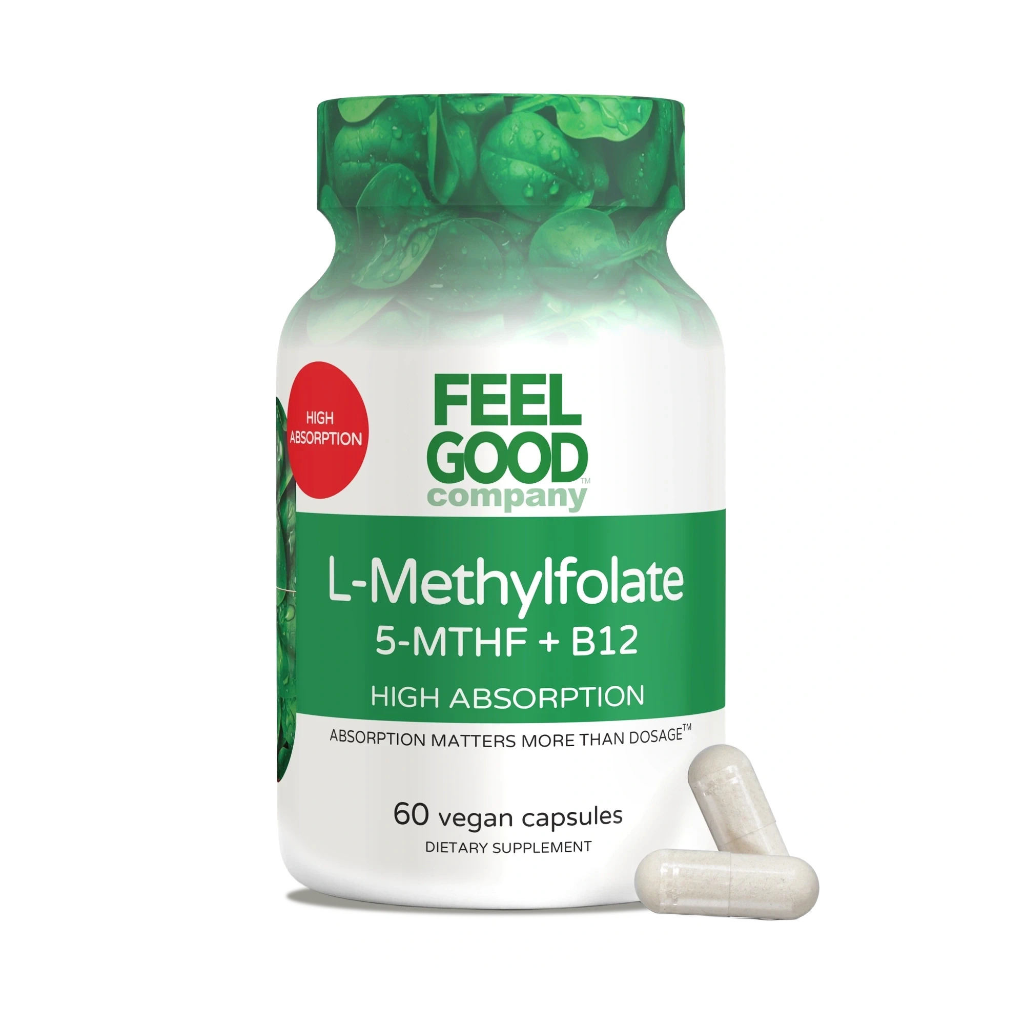 L-Methylfolate + Vitamin B12 - 60 Vegan Capsules Capsule FeelGood Company™