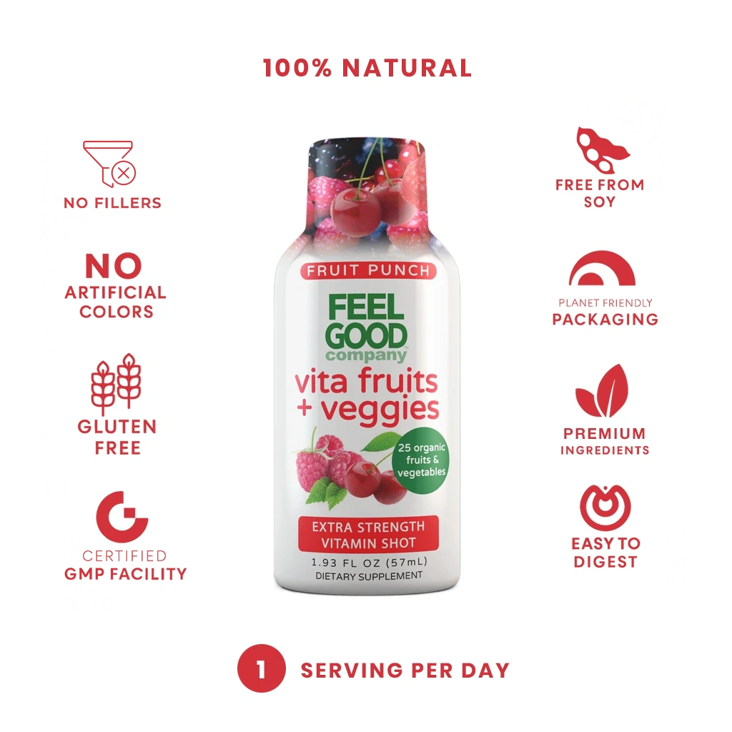 Vita Fruits + Veggies - Extra Strength Vitamin Shot - Fruit Punch Immune Support Shots FEELGOOD Company™