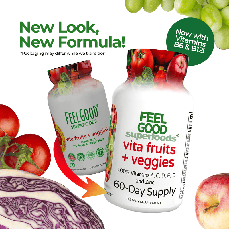 Vita Fruits + Veggies (60 Capsules) Organic Superfood Capsules FeelGood Superfoods