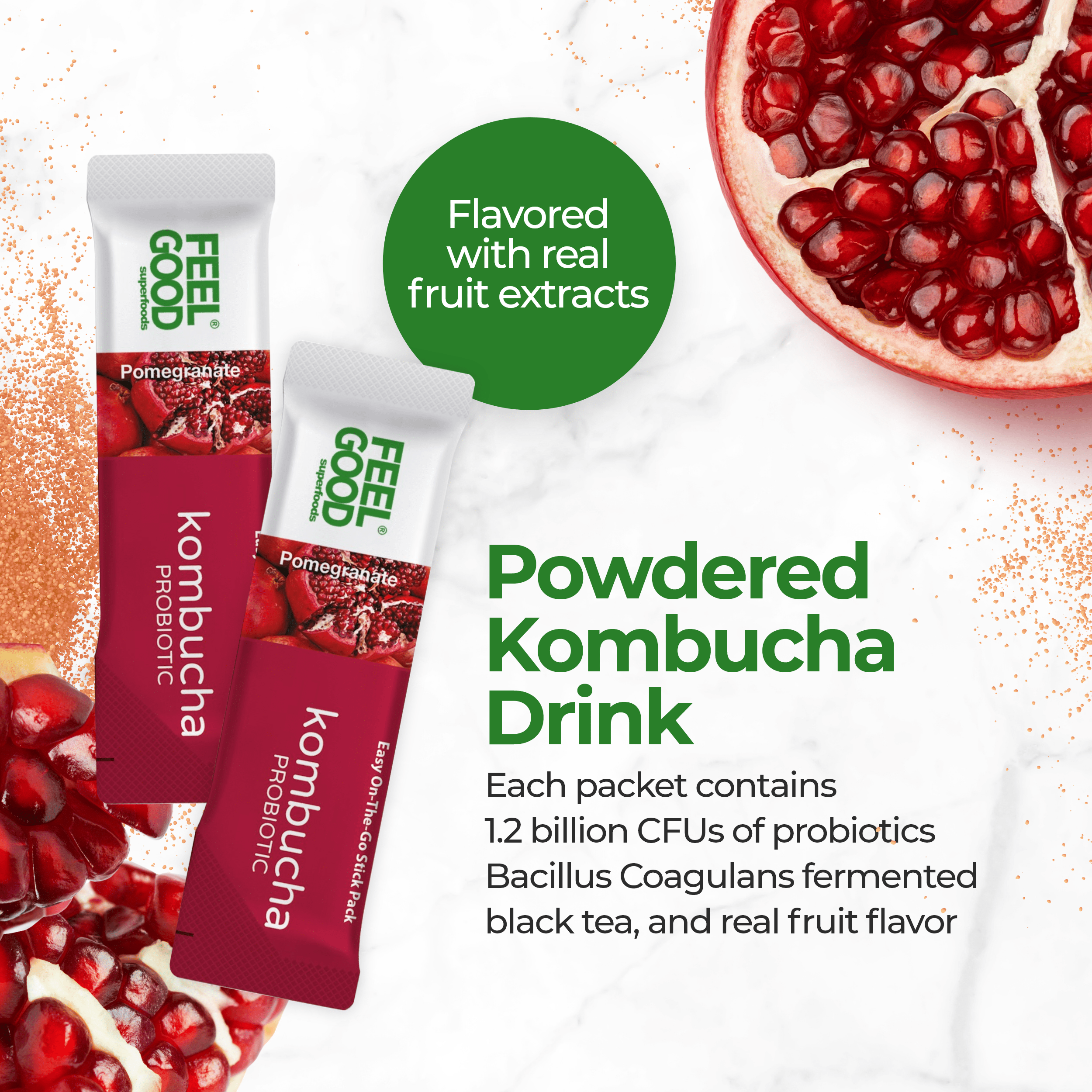 Kombucha Iced Tea (14 stick packs) Edible Flowers & Herbal Teas FeelGood Superfoods®