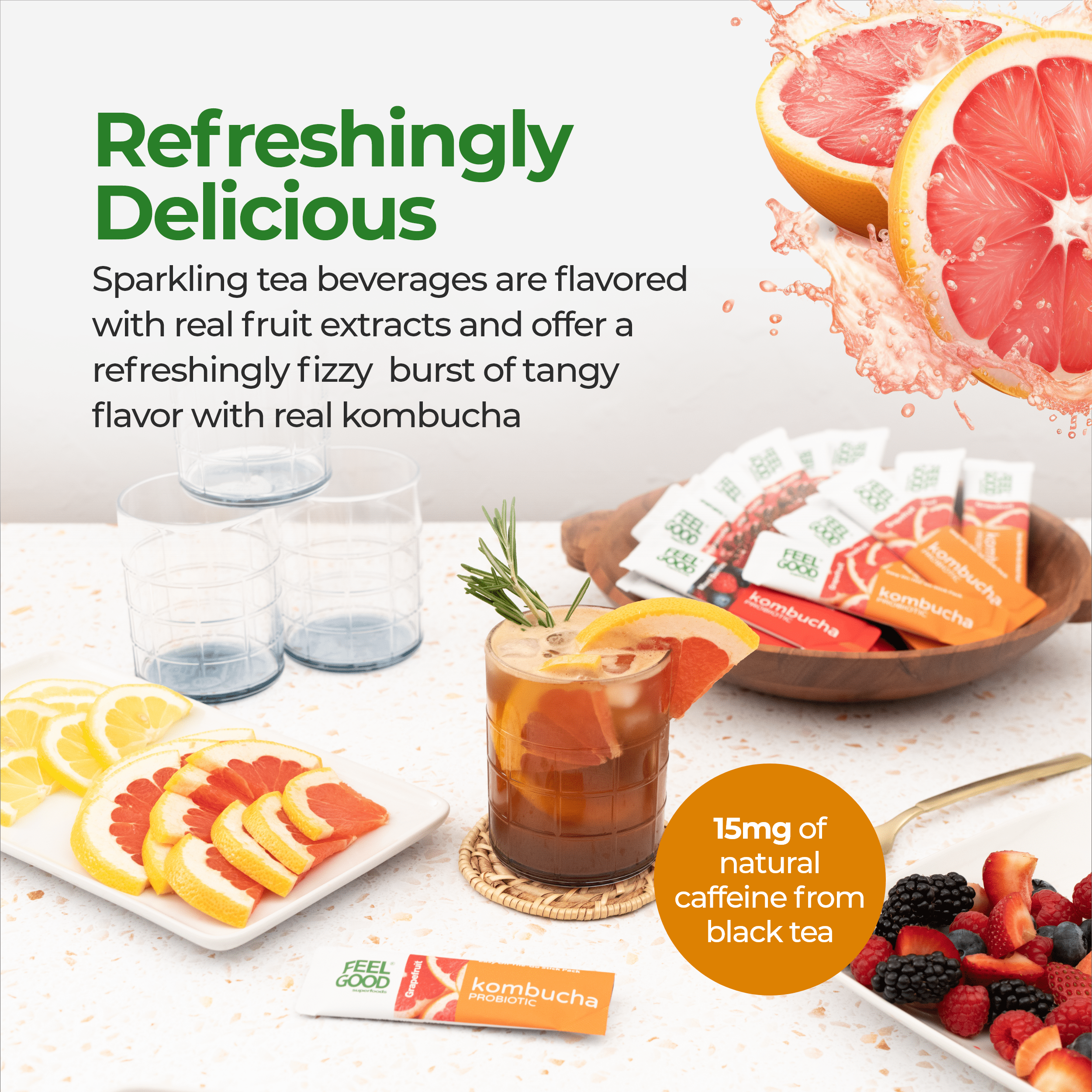 Kombucha Iced Tea (14 stick packs) Edible Flowers & Herbal Teas FeelGood Superfoods®