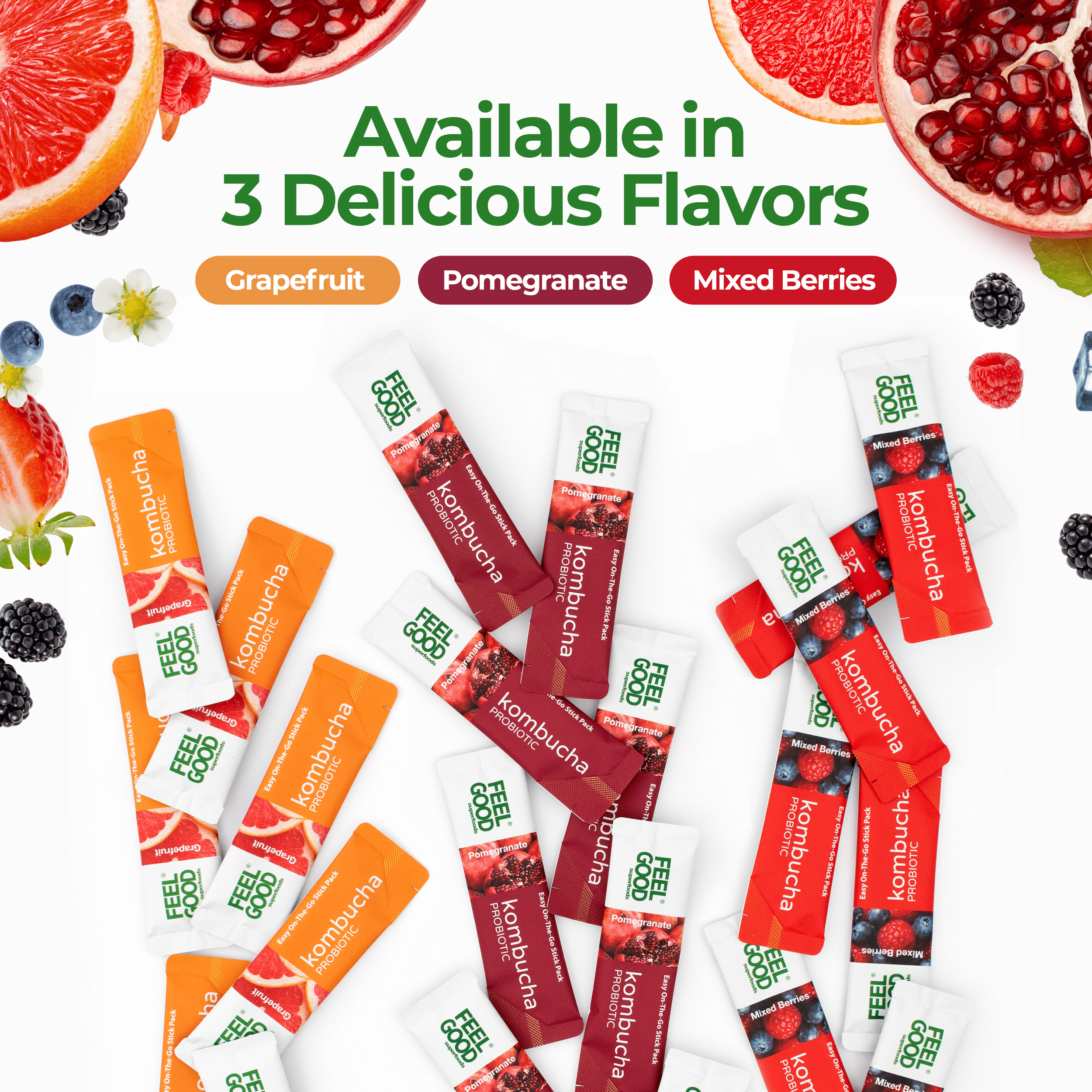 Kombucha Iced Tea (14 stick packs) Edible Flowers & Herbal Teas FeelGood Superfoods®