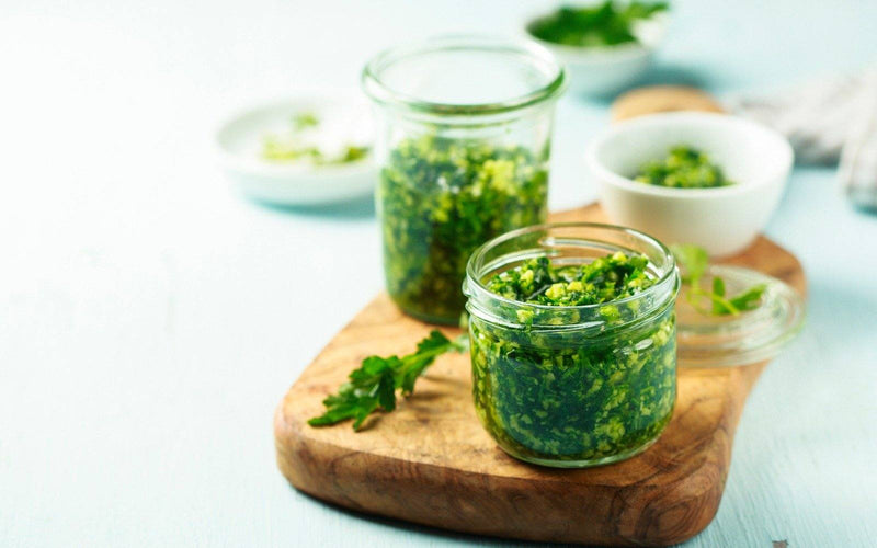 vegan kale pesto with organic superfood mix