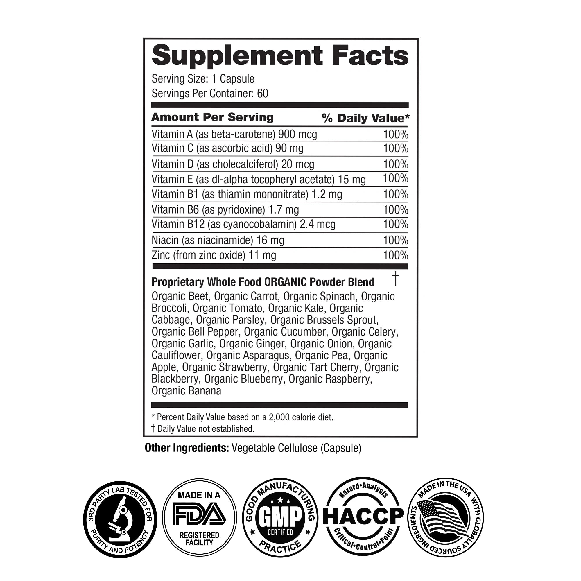 Vita Fruits + Veggies (60 Capsules) Organic Superfood Capsules FeelGood Superfoods
