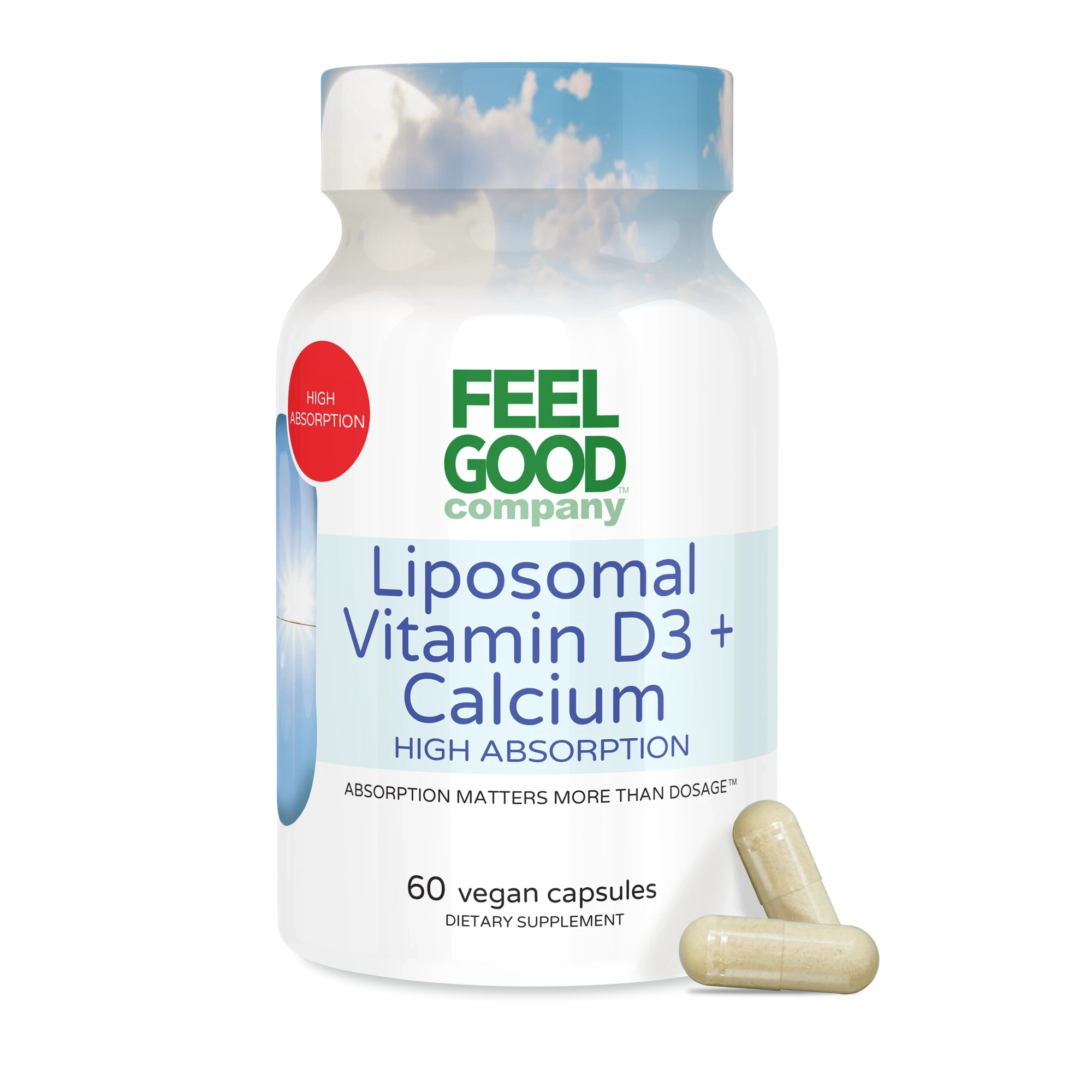 Liposomal Vitamin D3 + Calcium (60 Vegan Capsules) FeelGood Superfoods®