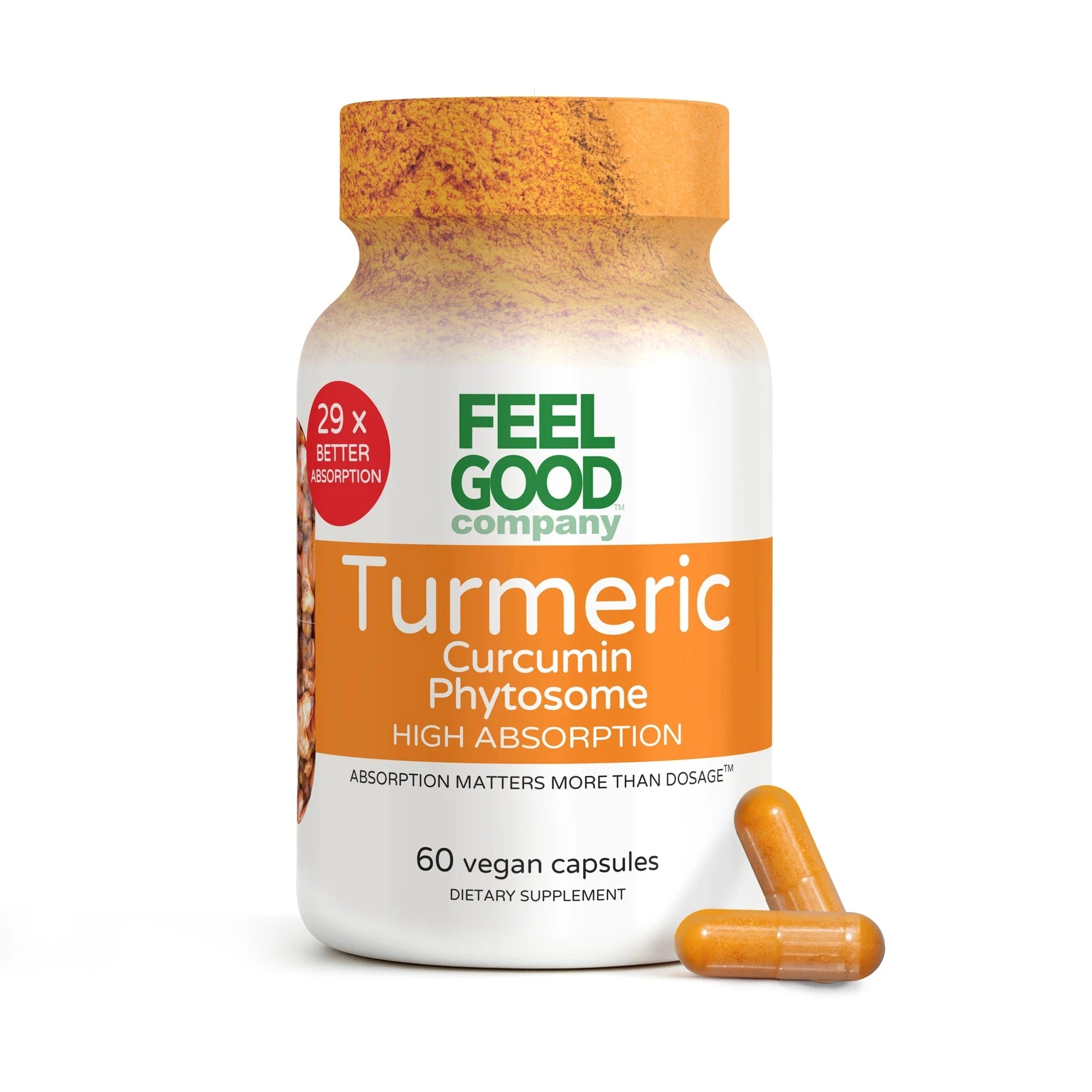 Turmeric Curcumin Phytosome™ (60 Capsules) Organic Superfood Capsules FeelGood Superfoods®