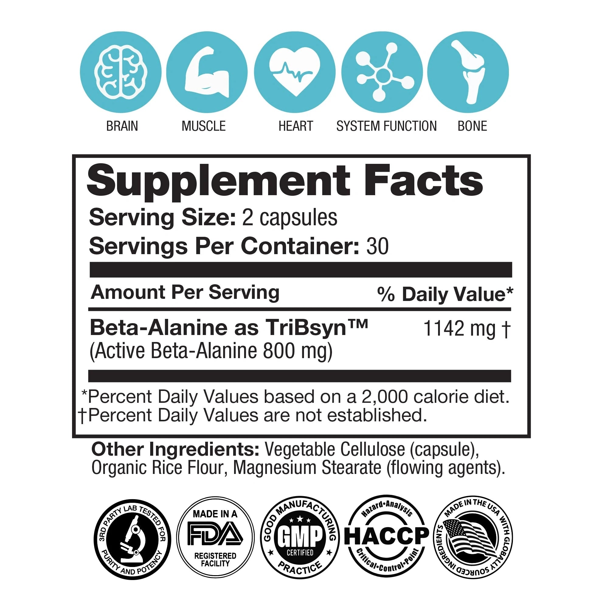 Beta-Alanine – 60 Vegan Capsules Capsule FeelGood Company™