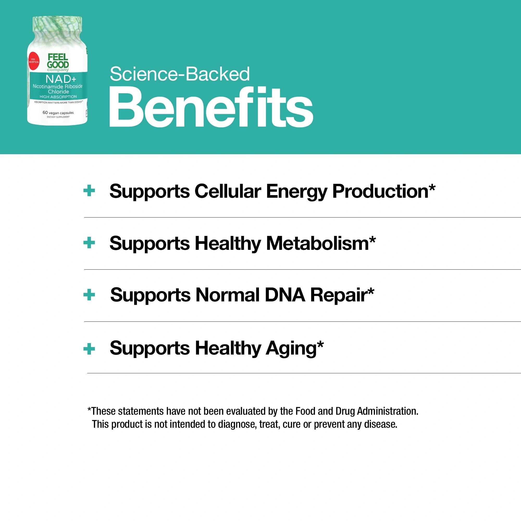 NAD+ Support (Nicotinamide Riboside + Ginger) – 60 Vegan Capsules Capsule FeelGood Company™