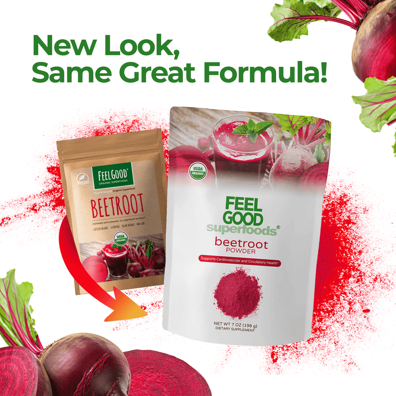 Beetroot Powder - Fortified (7 oz) Superfood Smoothie Boosters FeelGood Organic Superfoods