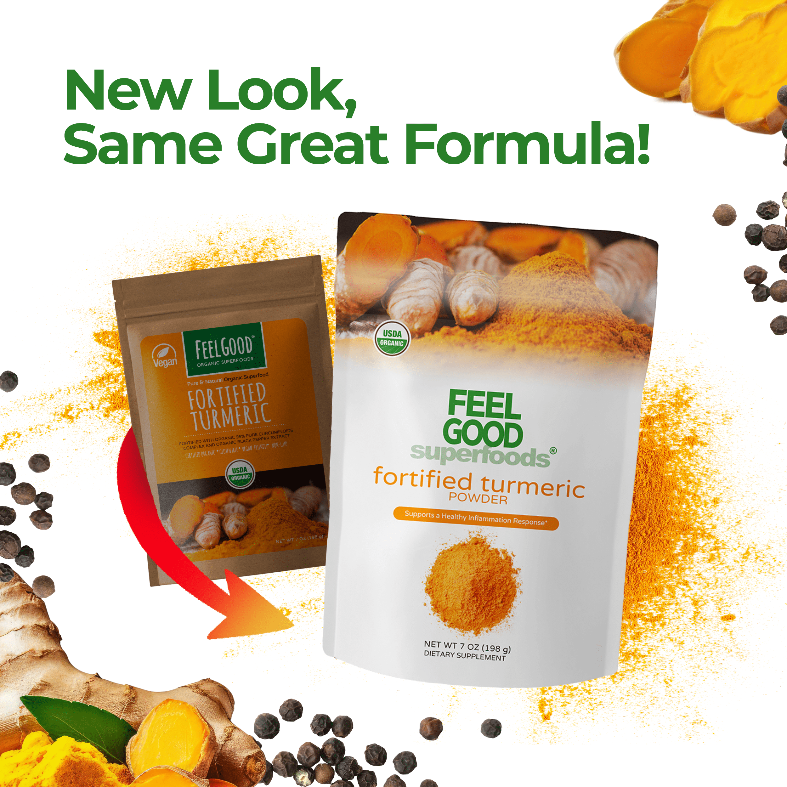 Turmeric Root Powder - Fortified (7 oz) Superfood Smoothie Boosters Feel Good Superfoods