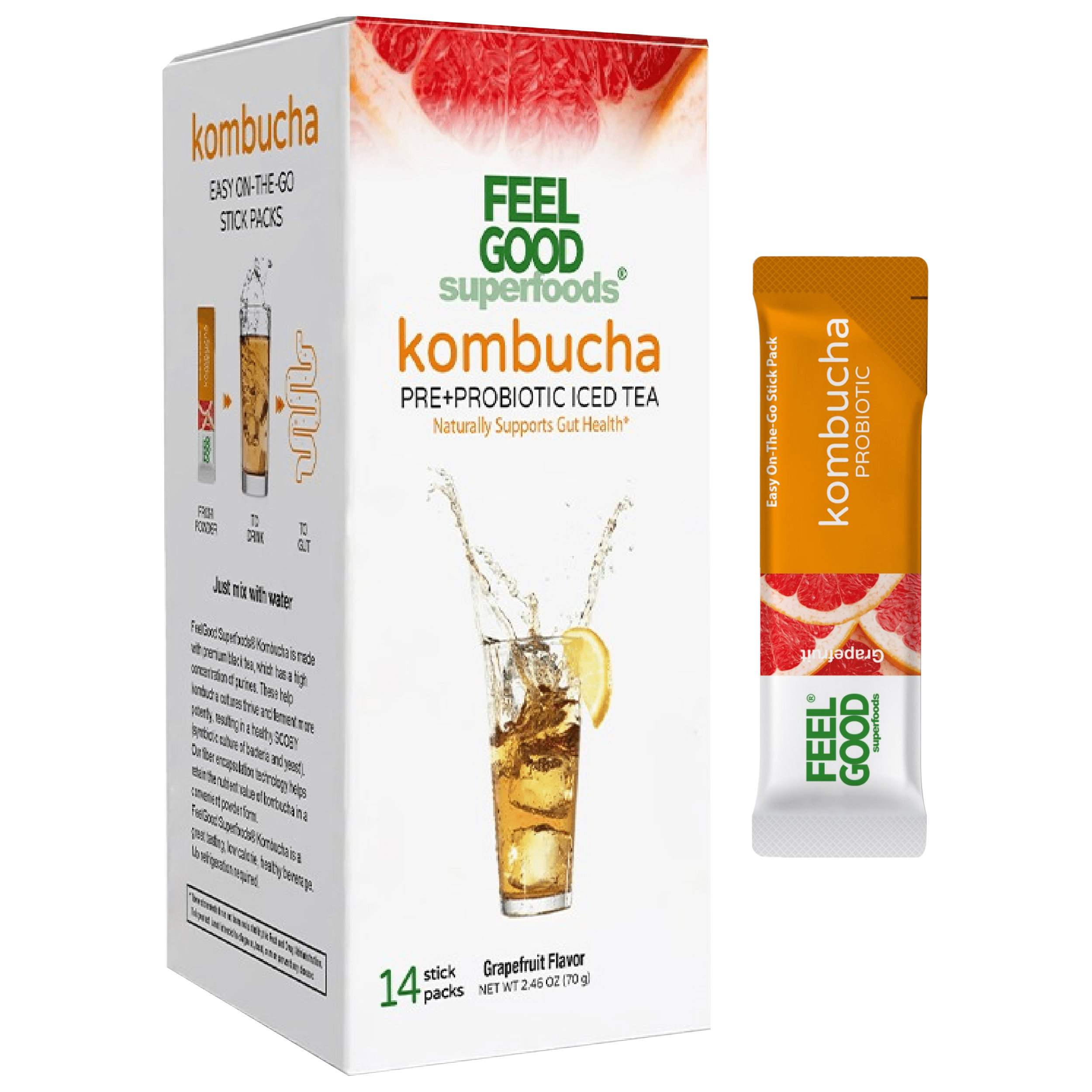 Kombucha Iced Tea (14 stick packs) Edible Flowers & Herbal Teas FeelGood Superfoods®