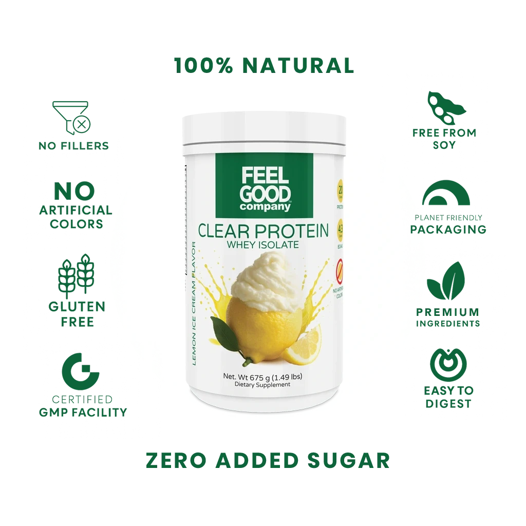 Clear Whey Protein Isolate - Lemon Ice Cream (1.49 lbs) FeelGood Superfoods®