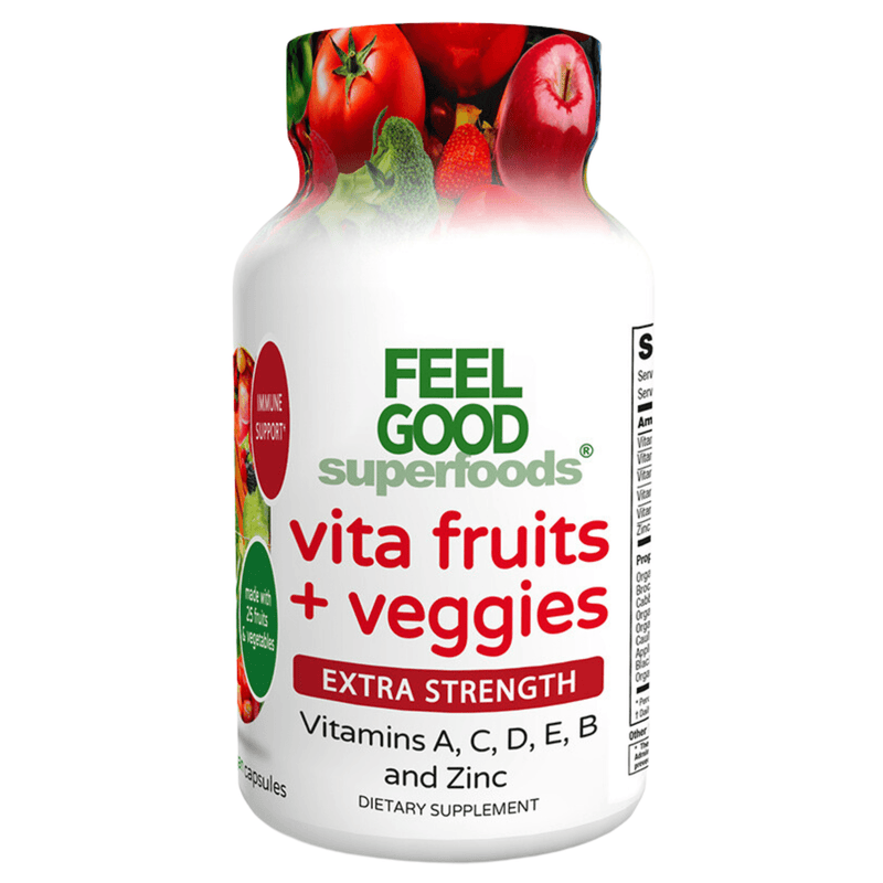 Vita Fruits + Veggies Extra Strength (60 Capsules) Organic Superfood Capsules FeelGood Superfoods