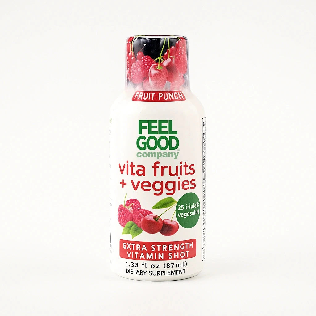 Vita Fruits + Veggies - Extra Strength Vitamin Shot - Fruit Punch Immune Support Shots FeelGood Superfoods