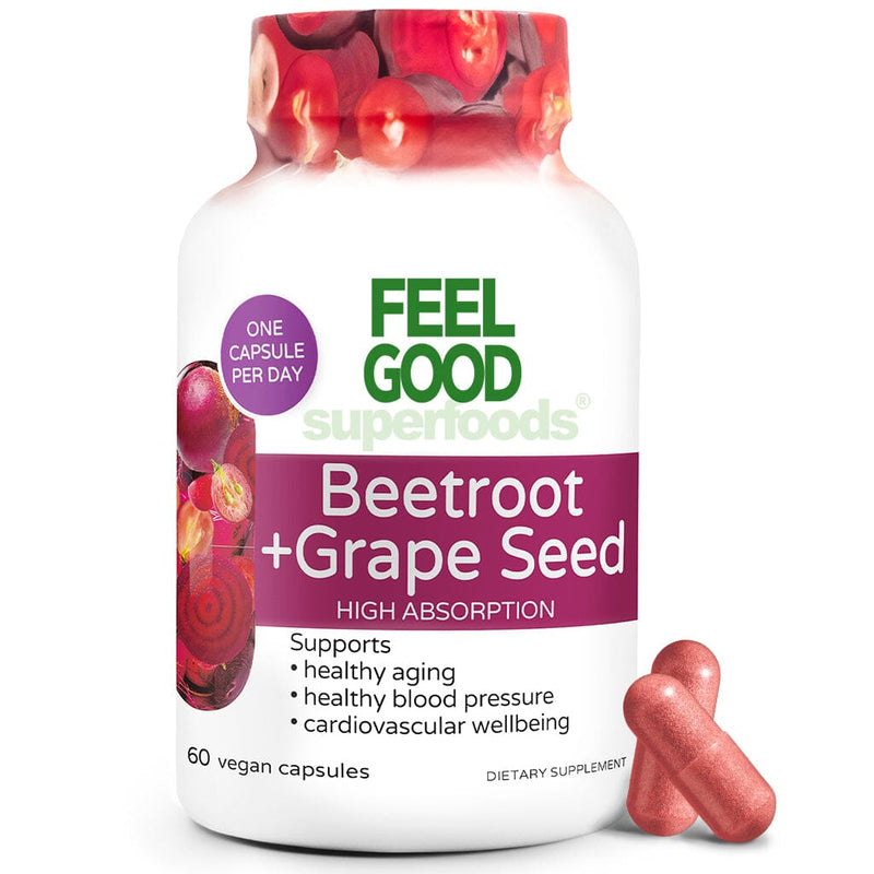 Beetroot & Grape Seed (60 Capsules) Organic Superfood Capsules FeelGood Superfoods®