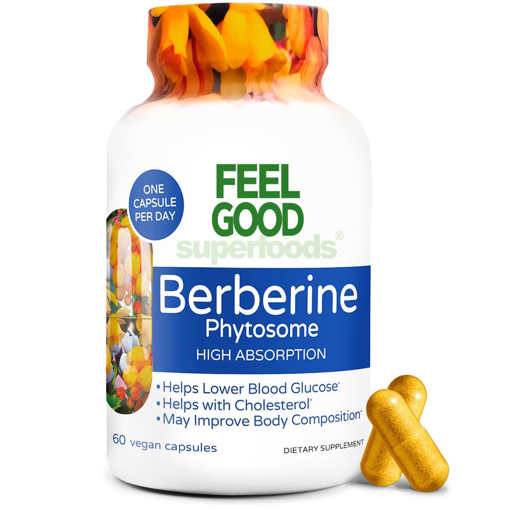 Feel Good Superfoods Berberine Phytosome High Absorption 120 Vegan Capsules FeelGood Superfoods® Berberine Phytosome Capsules
