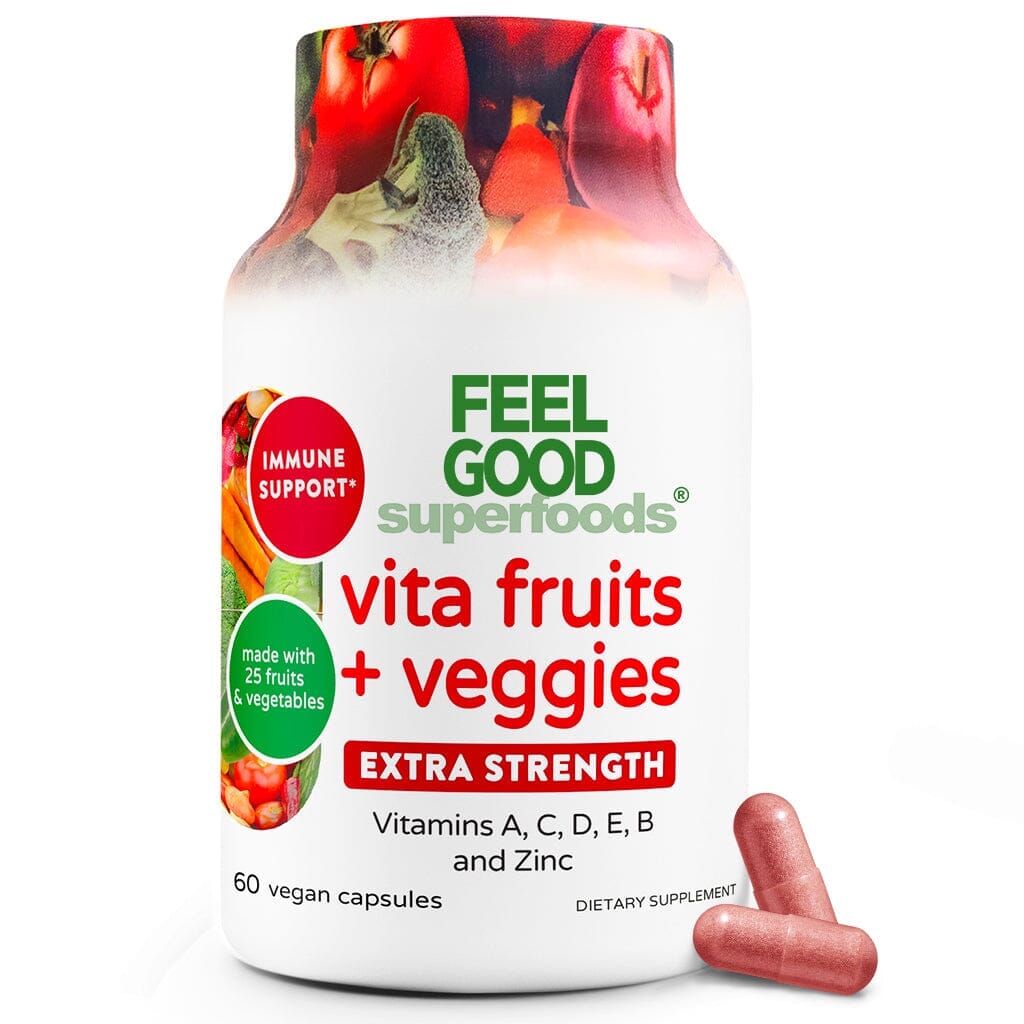 Vita Fruits + Veggies Extra Strength (60 Capsules) Organic Superfood Capsules FeelGood Superfoods
