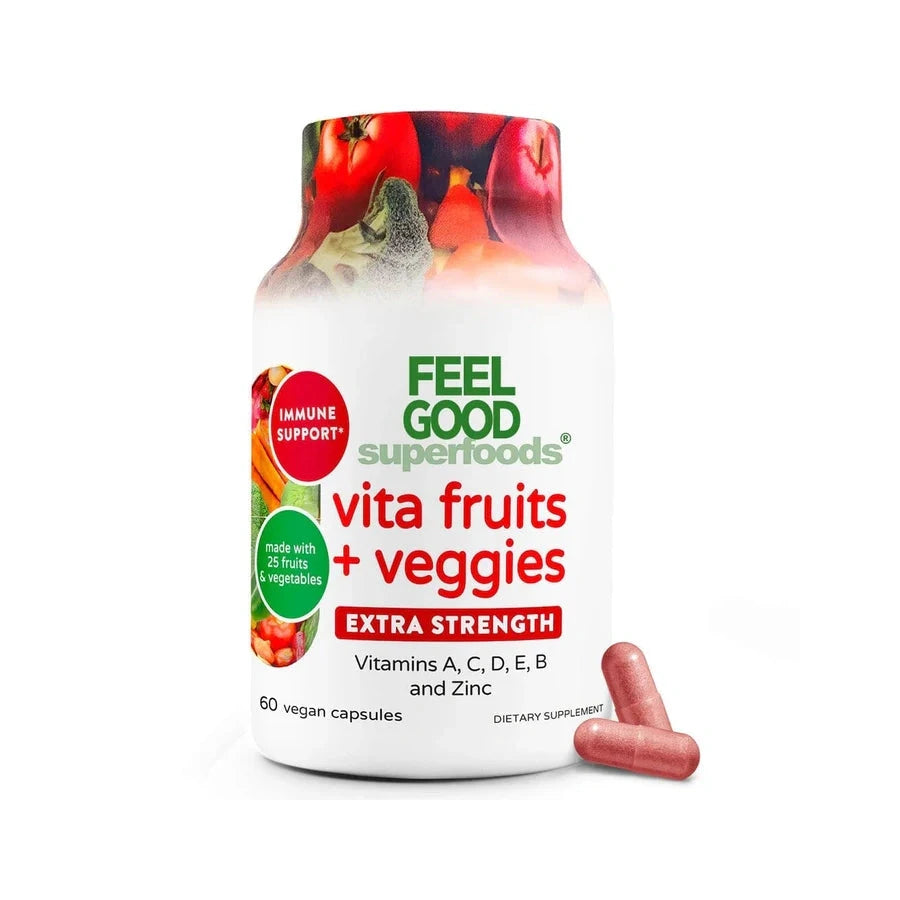 Vita Fruits + Veggies Extra Strength (60 Capsules) Organic Superfood Capsules FeelGood Superfoods