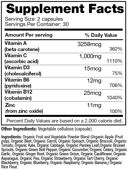 Immune Support (60 Capsules) Organic Superfood Capsules Feel Good Organic Superfoods